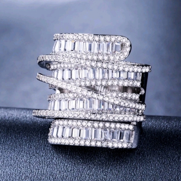 Source Unknown Jewelry - 925 Sterling Silver Spiral Cocktail Ring SIZE 8